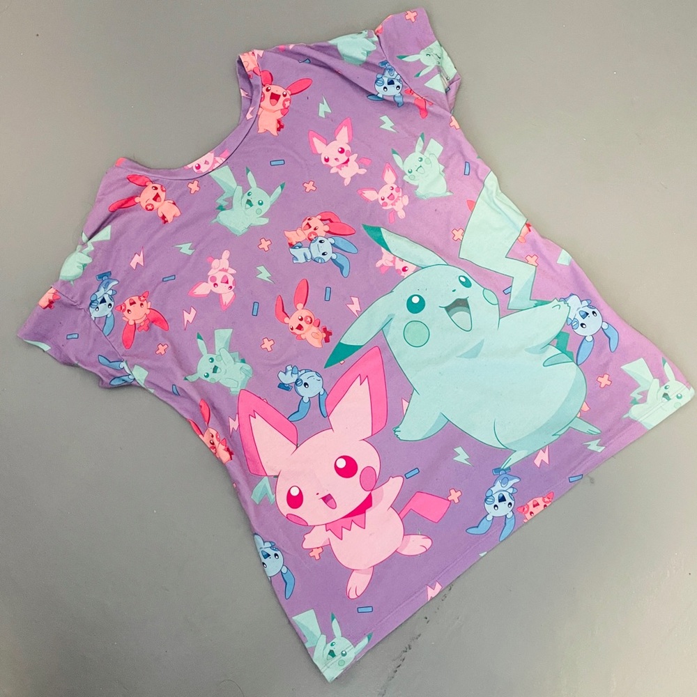 japan LA x pokemon collaboration 2 sided boxy tee - pikachu and friends